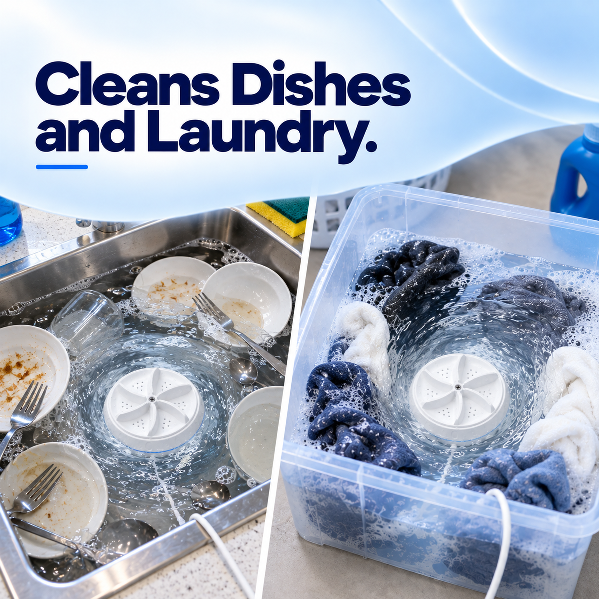 WashBuddy Turbo™ Portable Ultrasonic Washer for Dishes & Laundry
