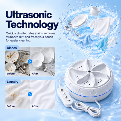 WashBuddy Turbo™ Portable Ultrasonic Washer for Dishes & Laundry