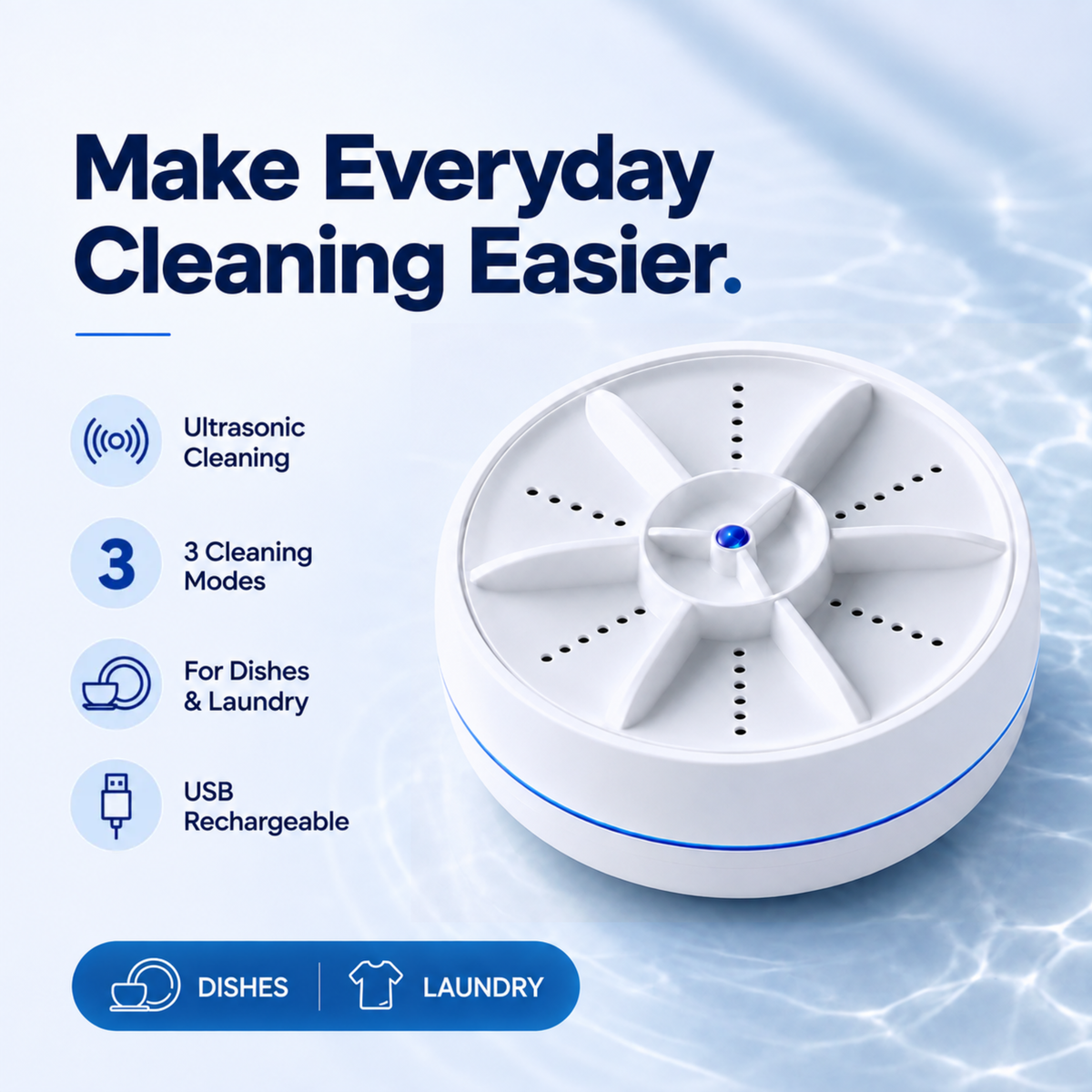 WashBuddy™ Portable Ultrasonic Washer for Dishes & Laundry