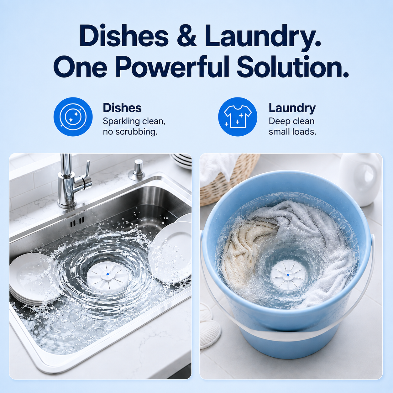 WashBuddy™ Portable Ultrasonic Washer for Dishes & Laundry