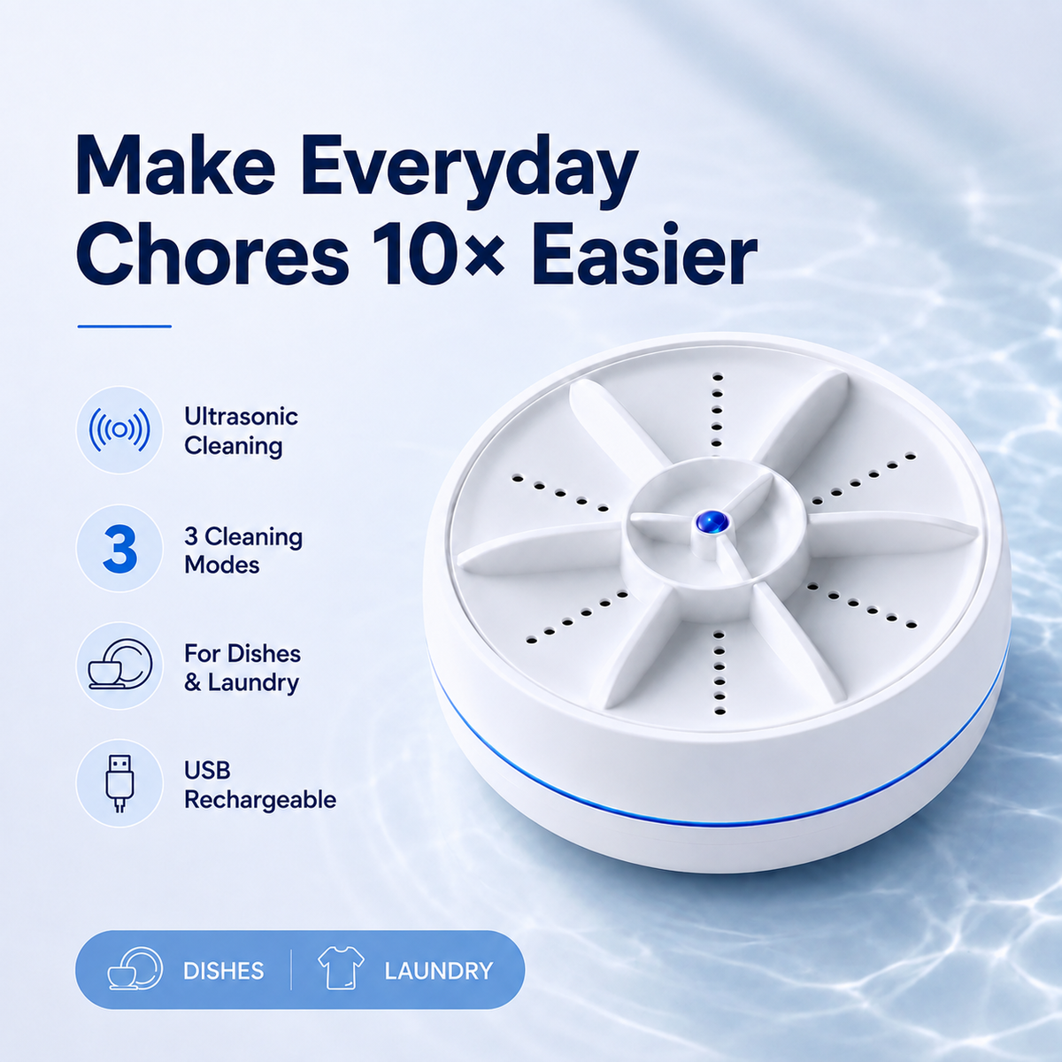 WashBuddy™ Portable Ultrasonic Washer for Dishes & Laundry